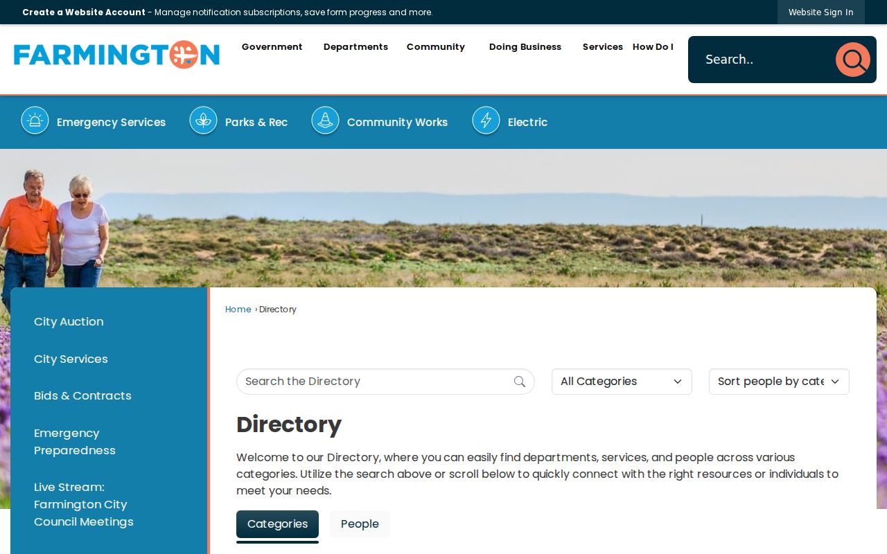 Farmington city directory research showing the municipal staff directory