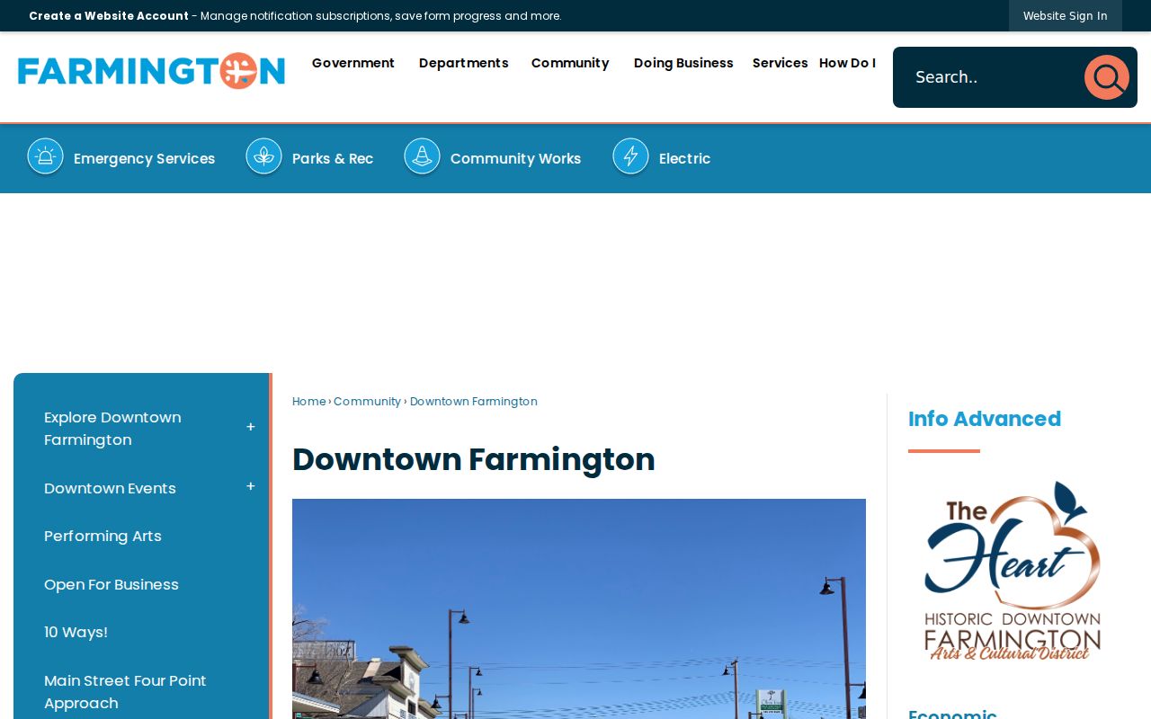 Farmington city directory research showing the City downtown context page