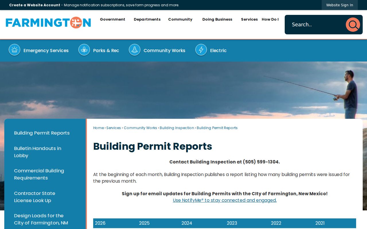Farmington residents directory building permit report archive