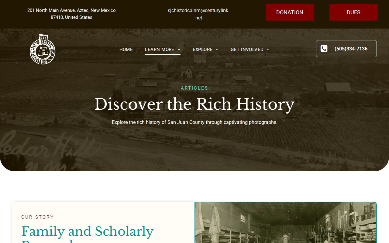 Farmington previous residents research showing the San Juan County Historical Society repository page