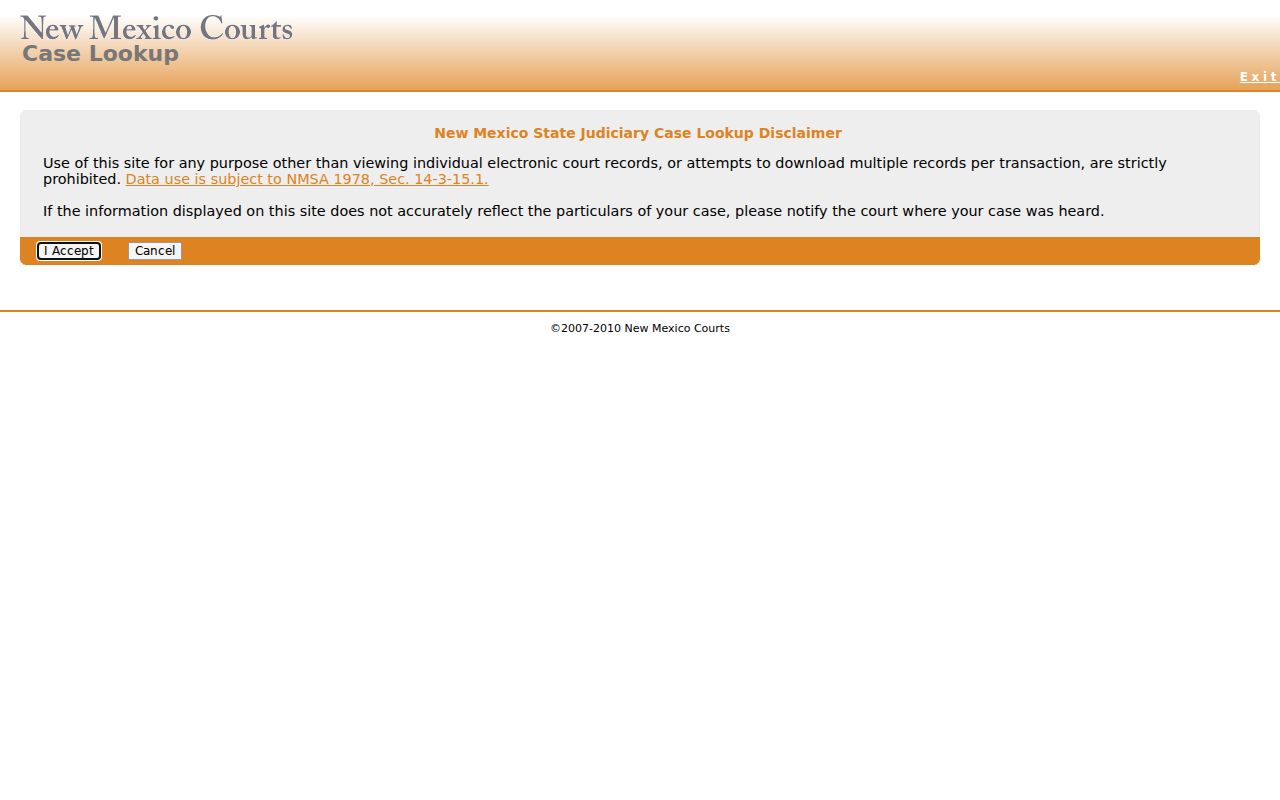 Farmington resident lookup New Mexico Case Lookup public access screen
