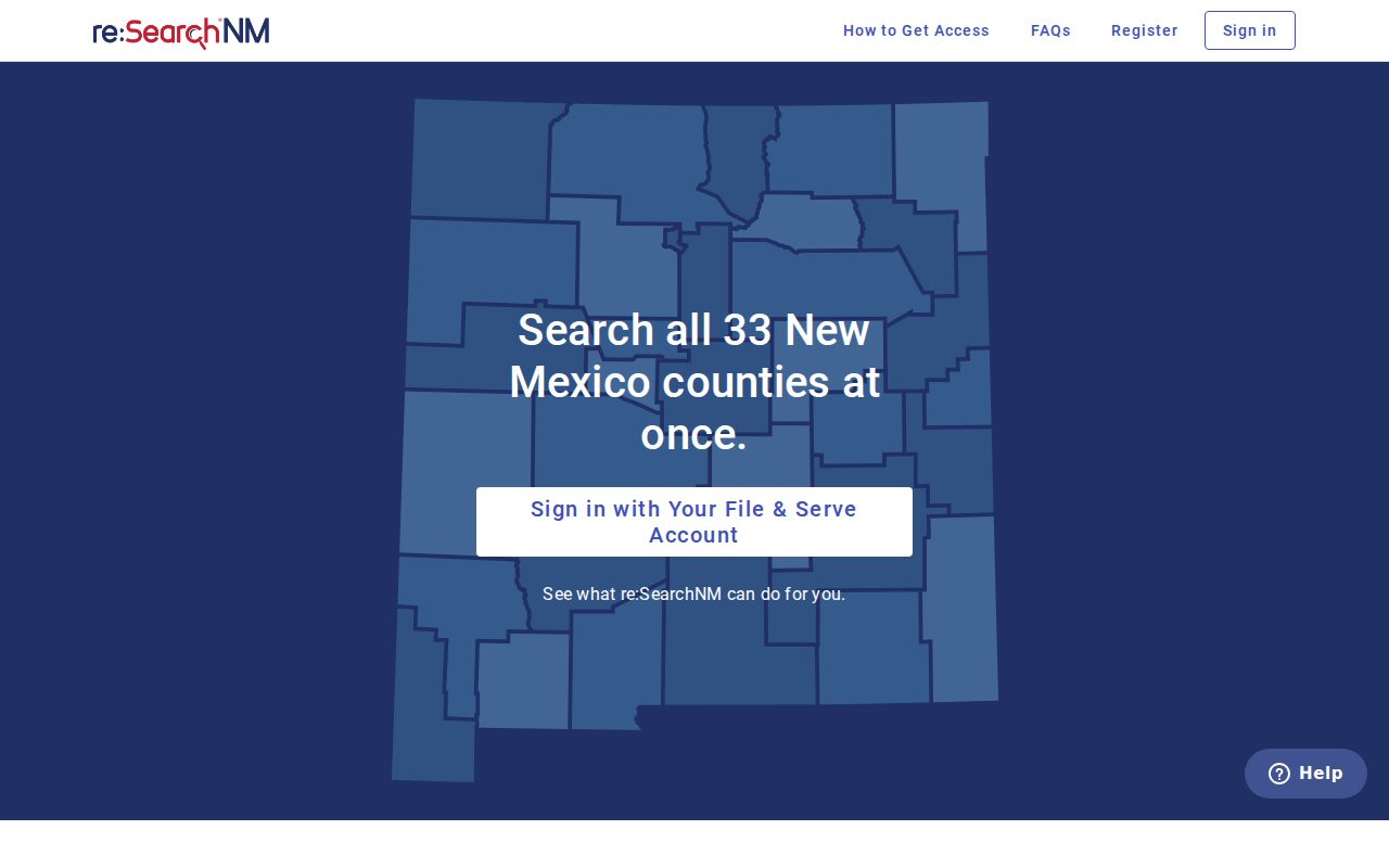 Farmington resident lookup New Mexico re:Search registration screen